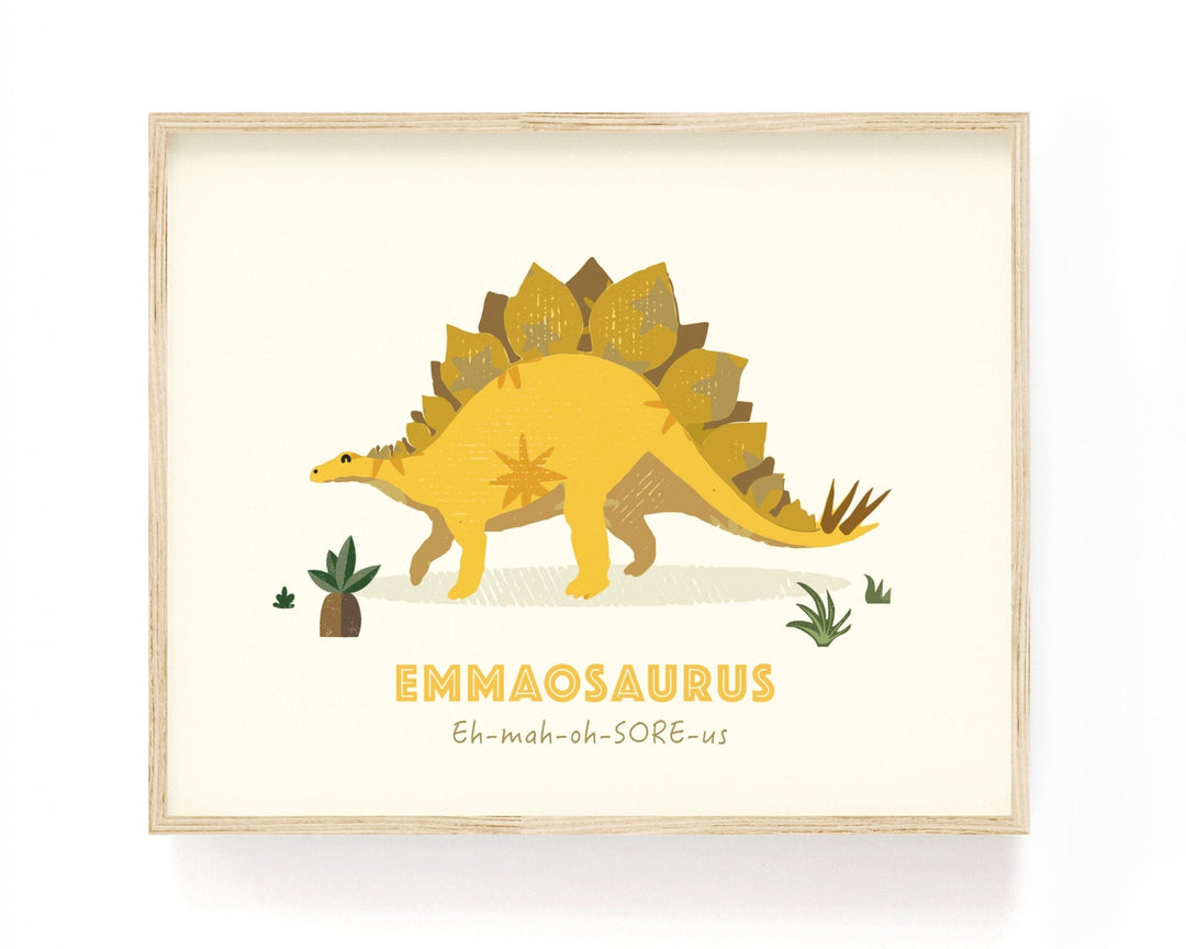Personalised Stegosaurus Dinosaur Name Print - PaperPaintPixels