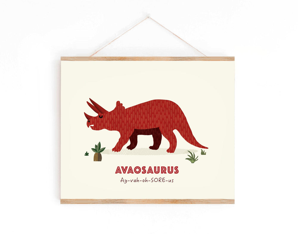 Personalized Triceratops Dinosaur Name Print - PaperPaintPixels