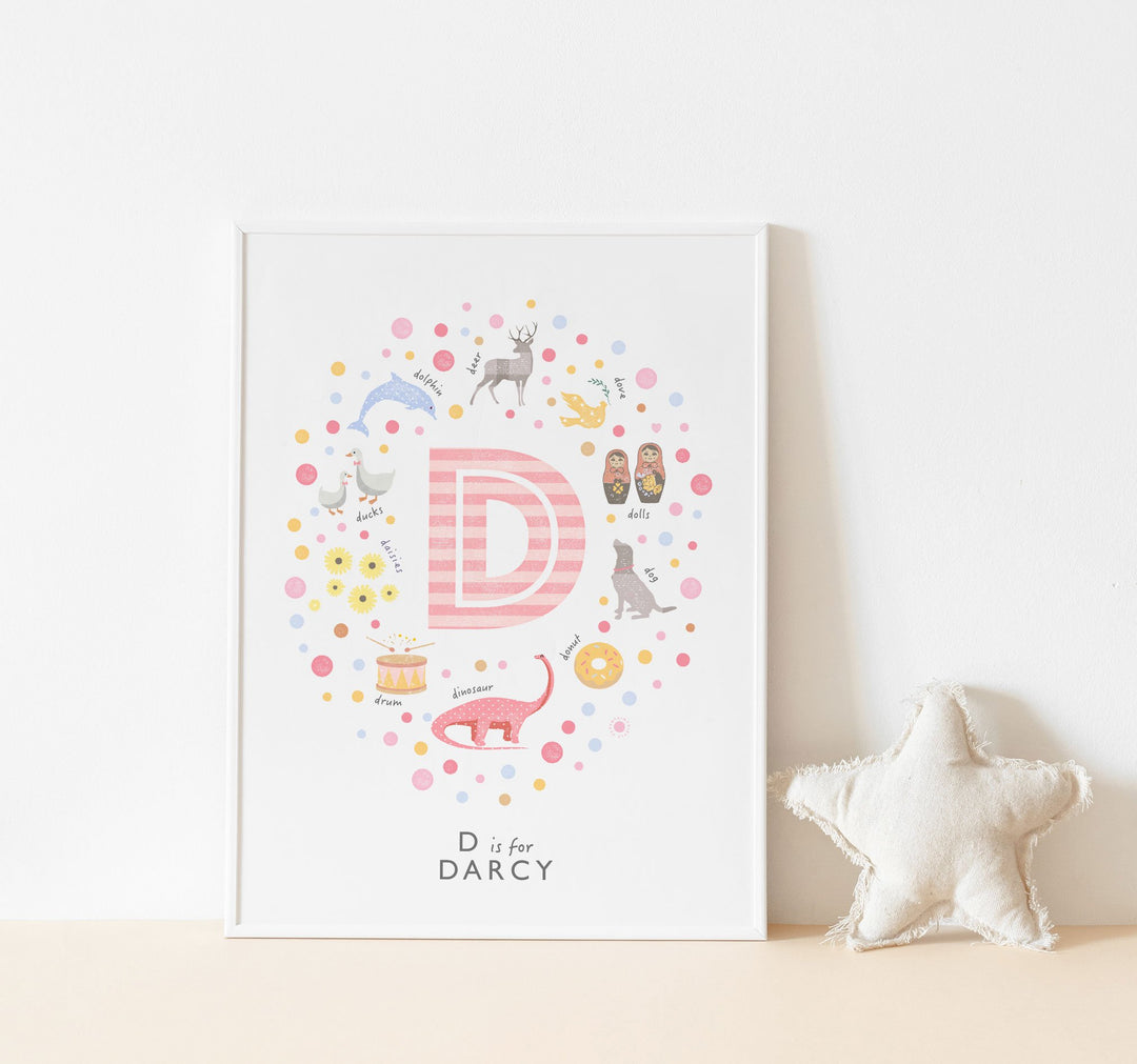 Girls Initial Letter D Print - PaperPaintPixels