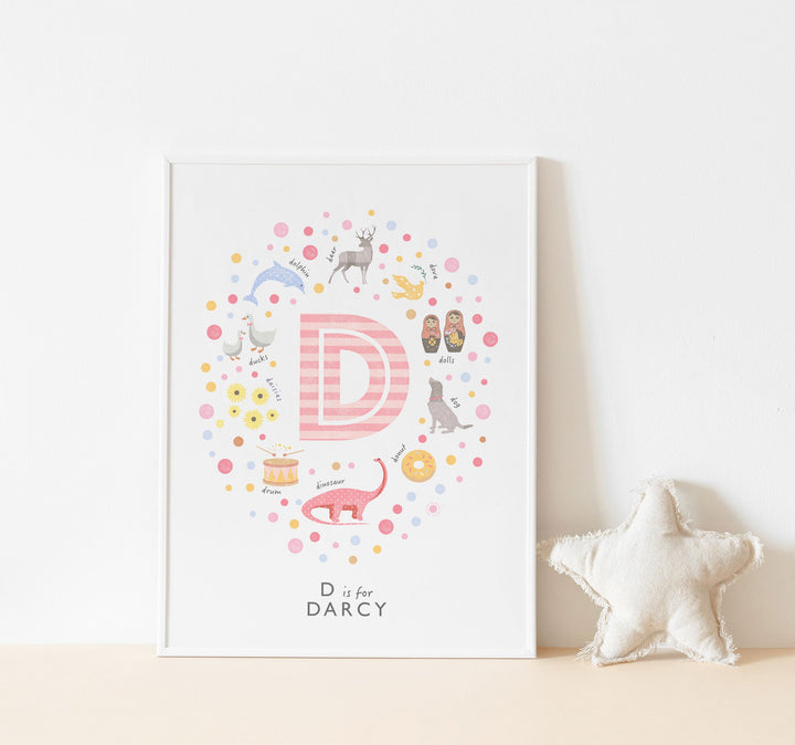 Girls Initial Letter D Print - PaperPaintPixels
