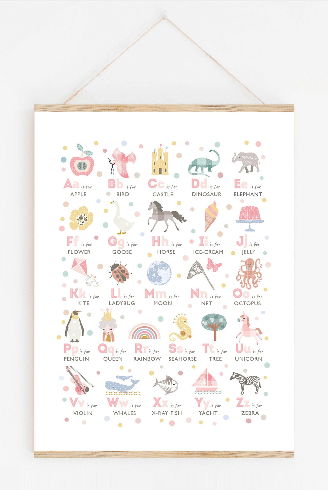 Pink Alphabet Nursery Print - PaperPaintPixels