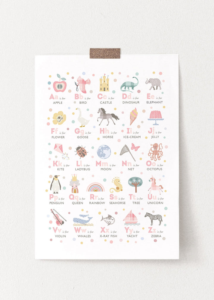 Pink Alphabet Nursery Print - PaperPaintPixels