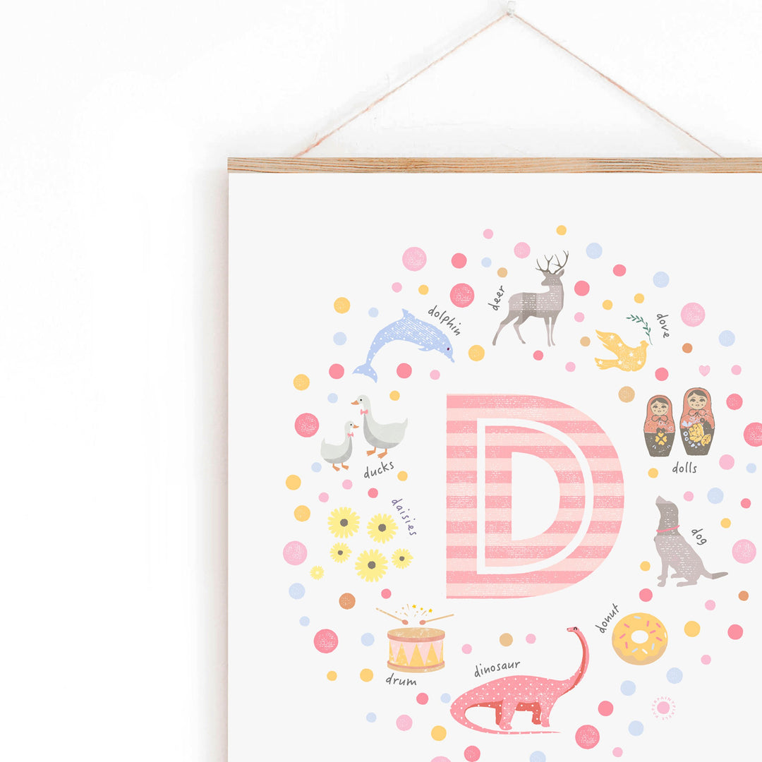 Girls Initial Letter D Print - PaperPaintPixels