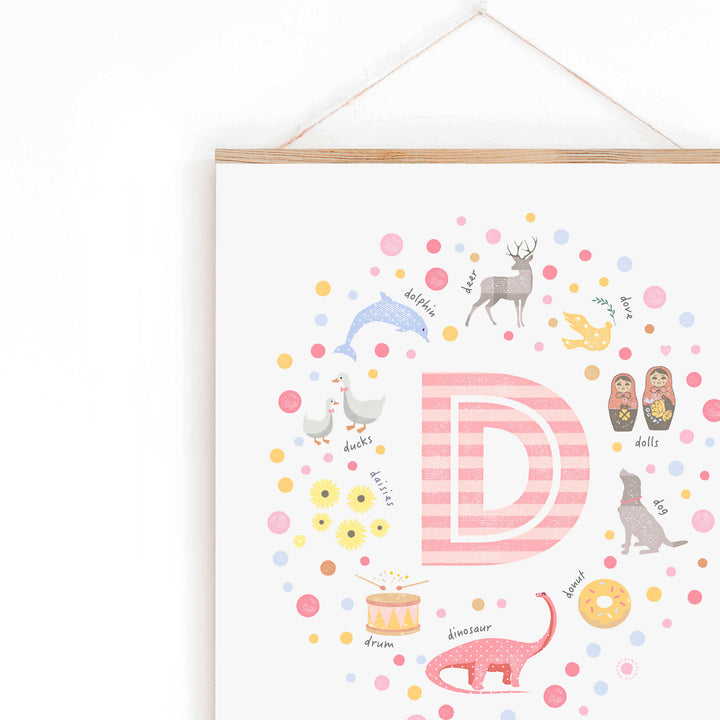 Girls Initial Letter D Print - PaperPaintPixels