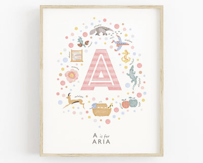 Pink Personalized Print Set for Baby Girl - PaperPaintPixels
