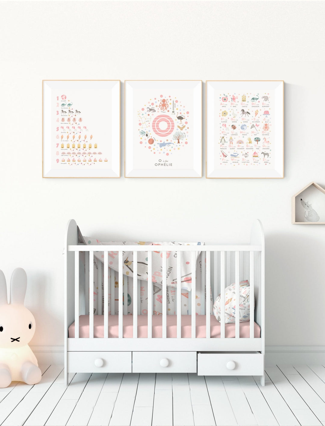 Pink Personalized Nursery Art Prints for Baby Girl - PaperPaintPixels