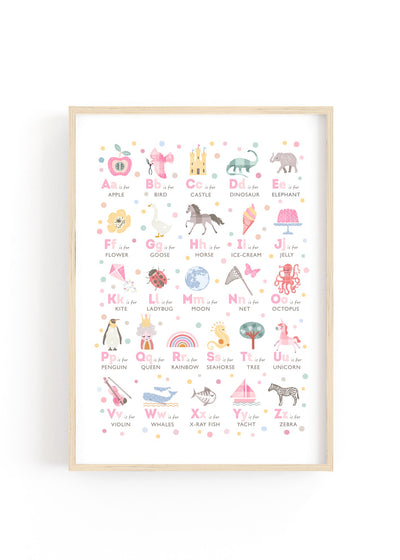 Pink Alphabet Nursery Print