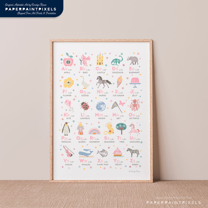 Girls Pink Alphabet- Printable Wall Art