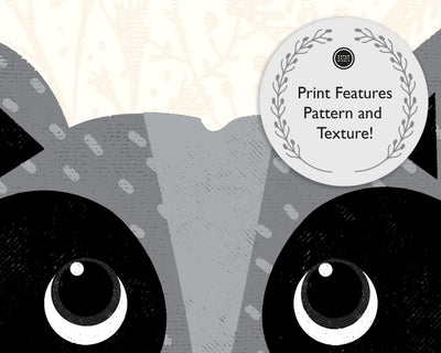 Woodland Racoon Nursery Print - PaperPaintPixels