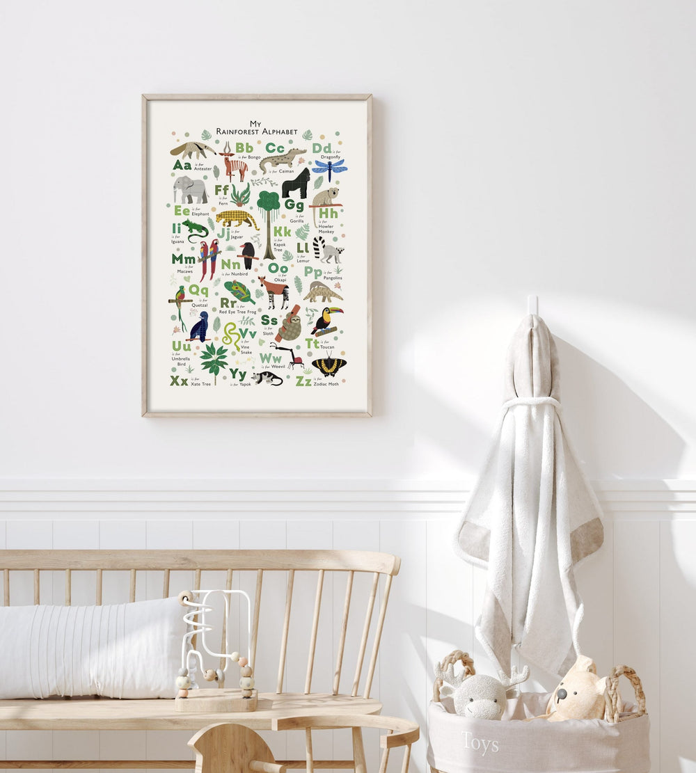 Rainforest ABC Learning Art Print - PaperPaintPixels