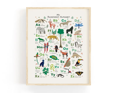 Jungle Animals Alphabet ARt Print- Nursery Wall Art and Alphabets from Paperpaintpixels