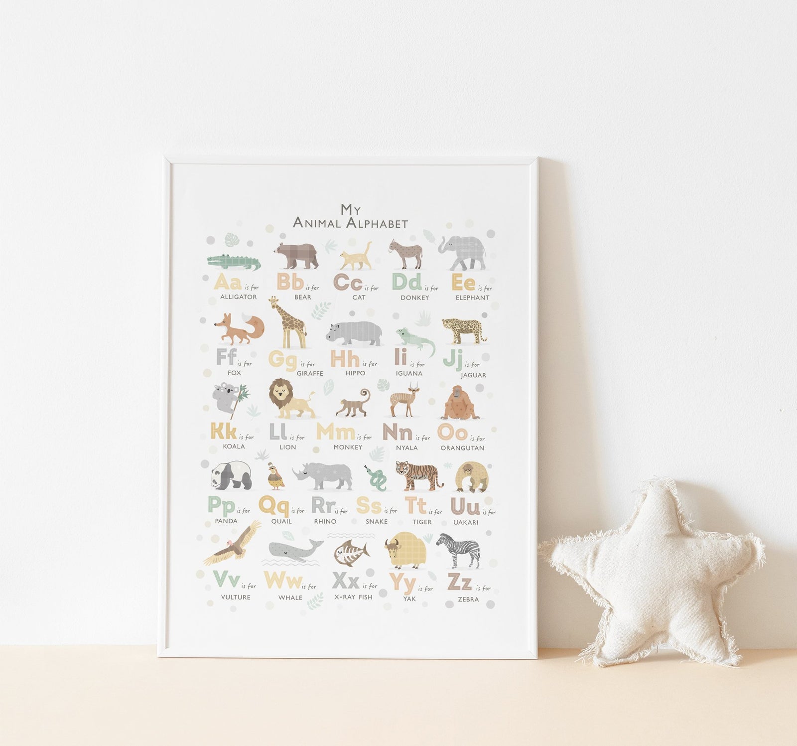 Safari Alphabet Print in Nursery Decor - Gender-Neutral Wall Art for Children's Room- PaperPaintPixels
