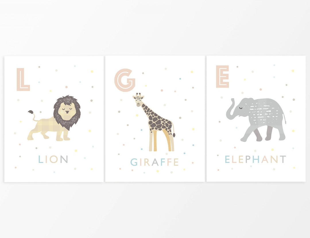 Safari Animals Nursery Art Set - PaperPaintPixels