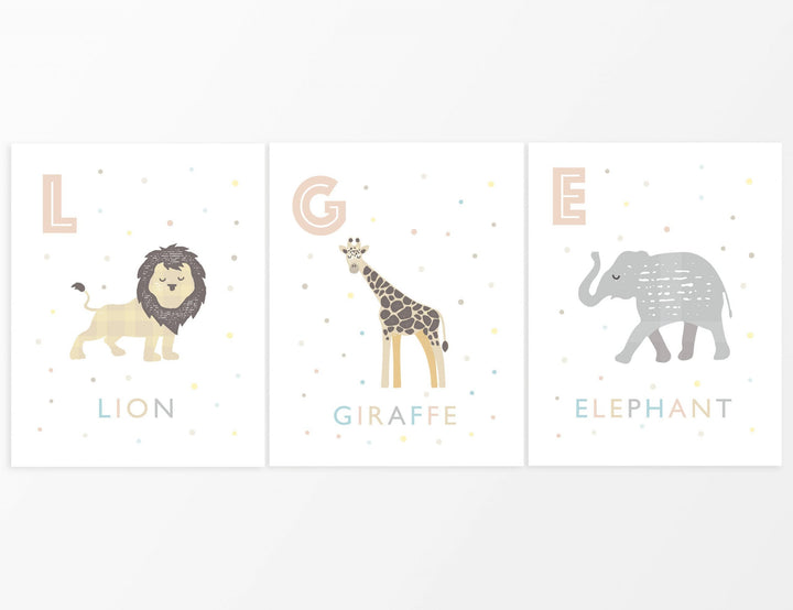 Safari Animals Nursery Art Set - PaperPaintPixels