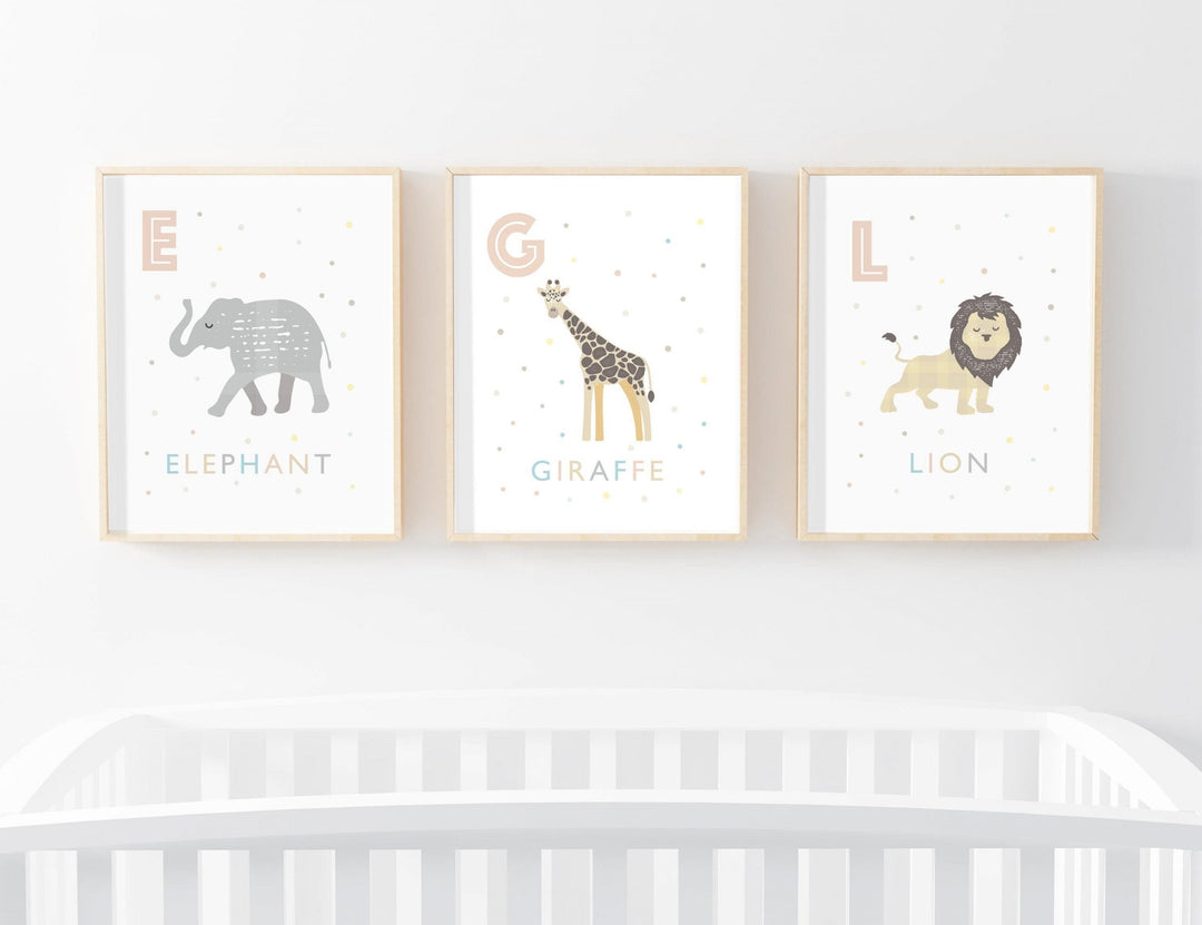 Safari Animals Nursery Art Set - PaperPaintPixels