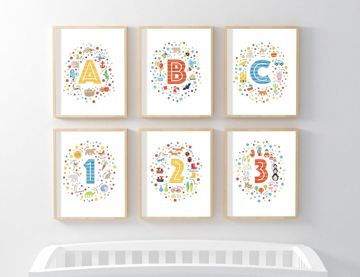 Set of 6 Nursery Prints - PaperPaintPixels
