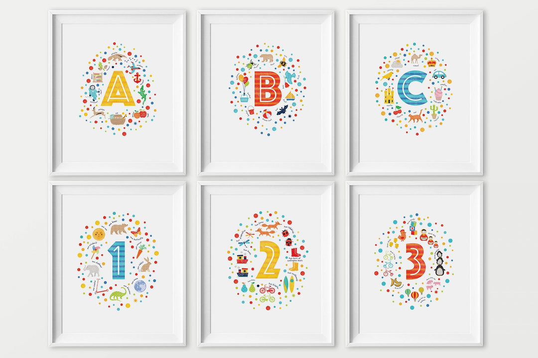 Set of 6 Nursery Prints - PaperPaintPixels