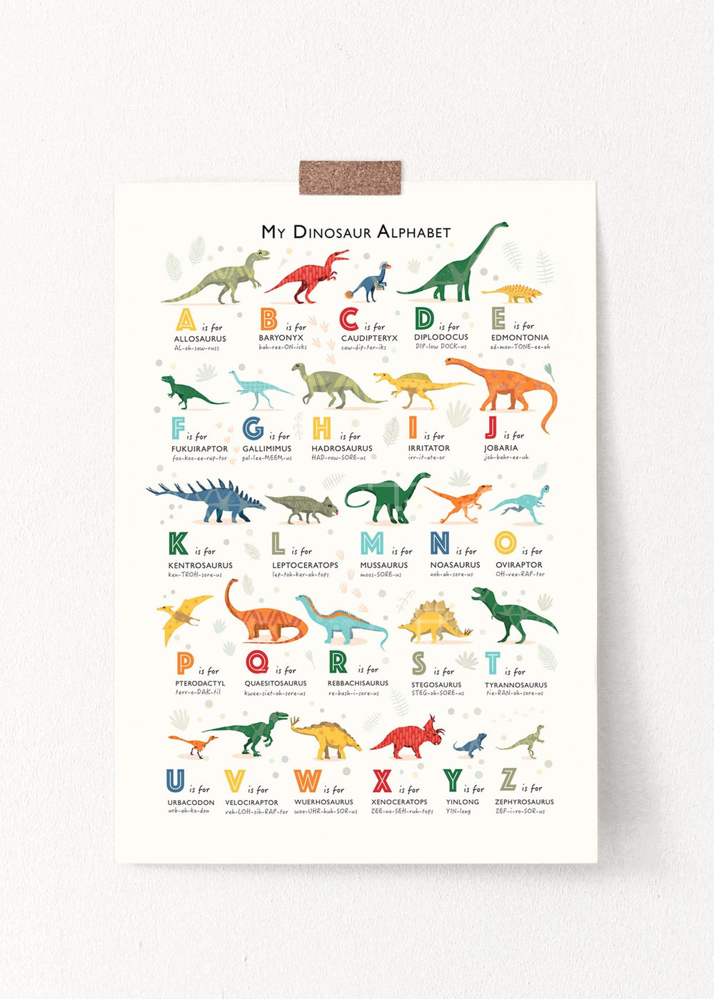 The Dinosaur Alphabet Print - PaperPaintPixels