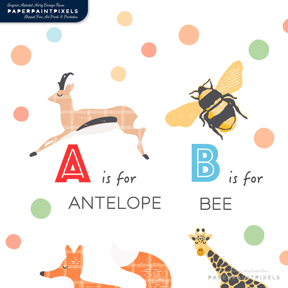 The Modern Animal Alphabet | Instant Download - PaperPaintPixels