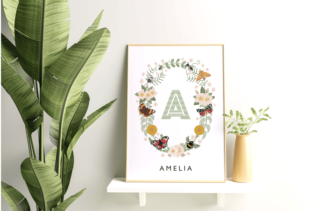 The Wings & Wildflowers Name Print - PaperPaintPixels