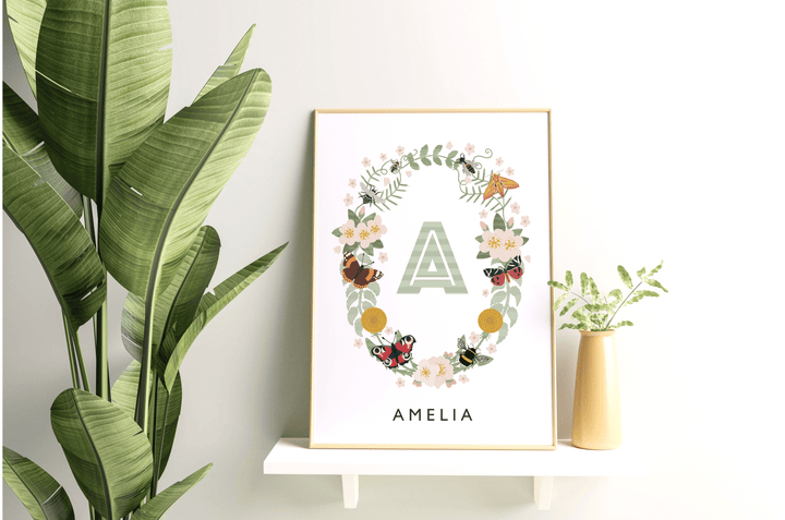 The Wings & Wildflowers Name Print - PaperPaintPixels