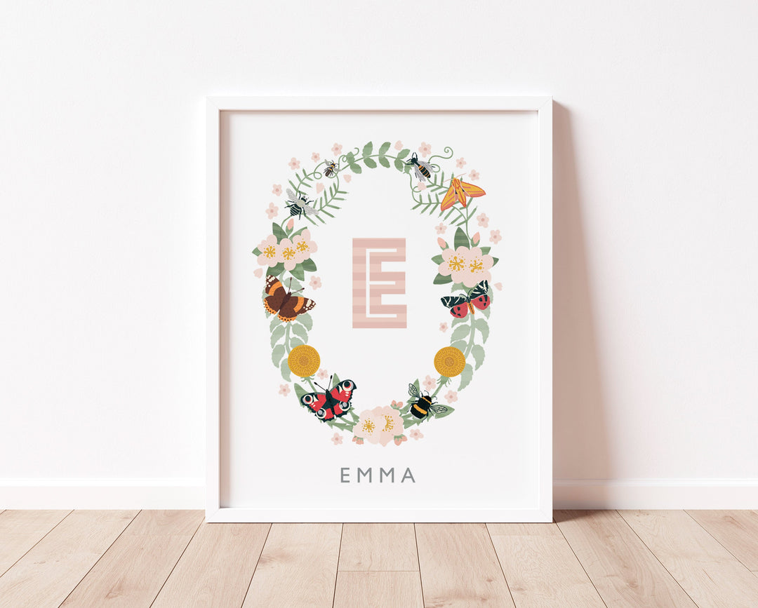 The Wings & Wildflowers Name Print - PaperPaintPixels