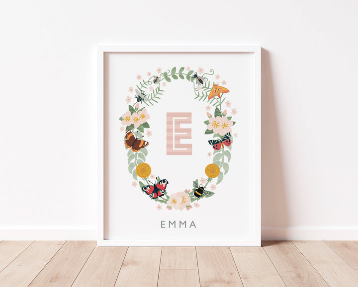 The Wings & Wildflowers Name Print - PaperPaintPixels