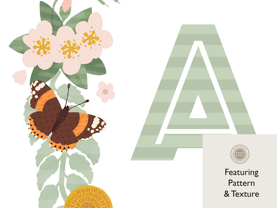The Wings & Wildflowers Name Print - PaperPaintPixels