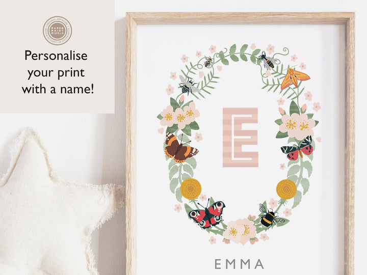 The Wings & Wildflowers Name Print - PaperPaintPixels