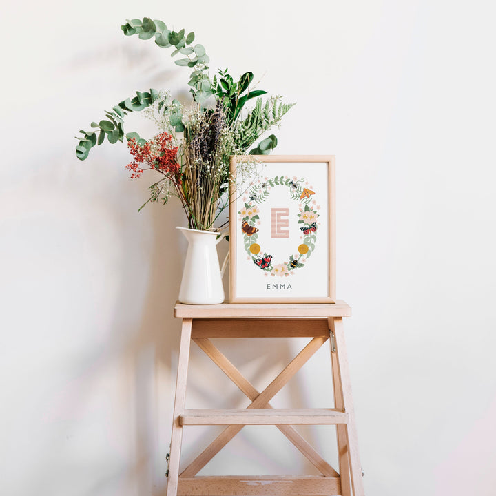 The Wings & Wildflowers Name Print - PaperPaintPixels