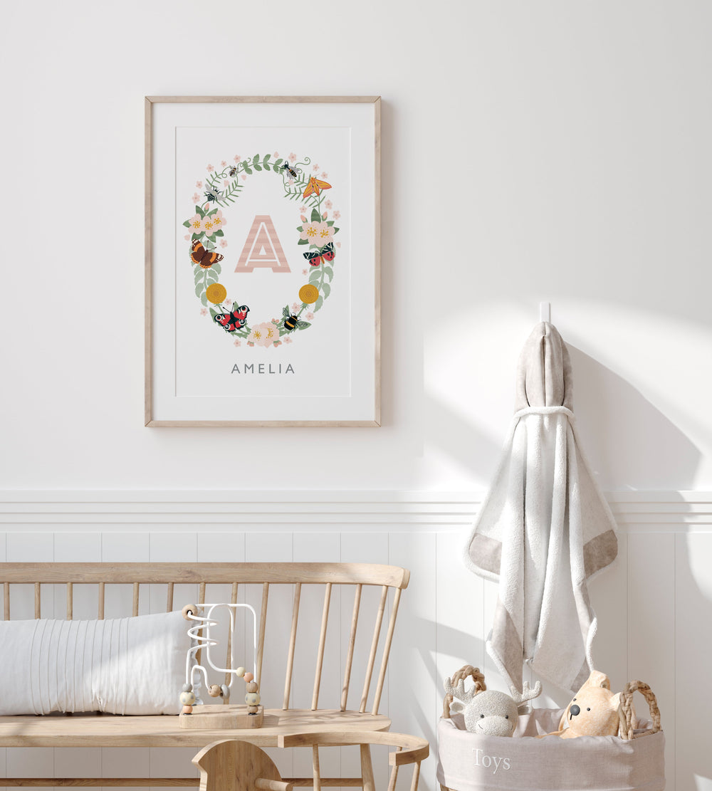 The Wings & Wildflowers Name Print - PaperPaintPixels