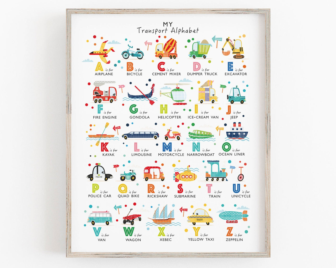 Bright Transport Alphabet Print - PaperPaintPixels