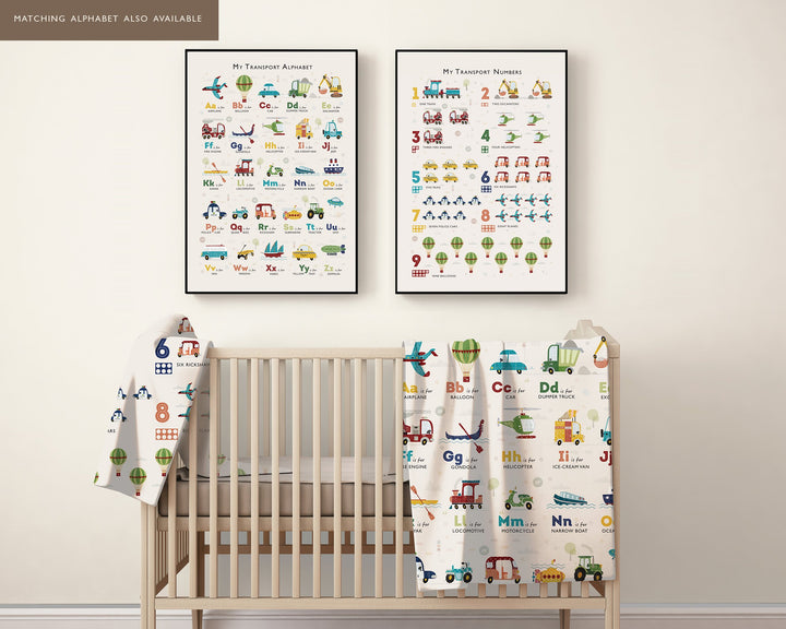 Transport Numbers Nursery Print - PaperPaintPixels
