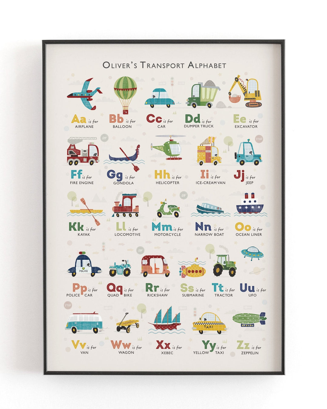 Transport & Vehicle Alphabet Print - PaperPaintPixels