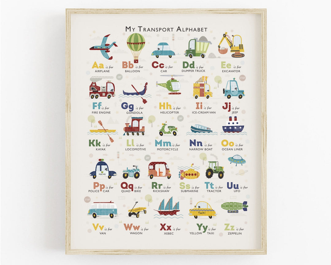 Transport & Vehicle Alphabet Print - PaperPaintPixels