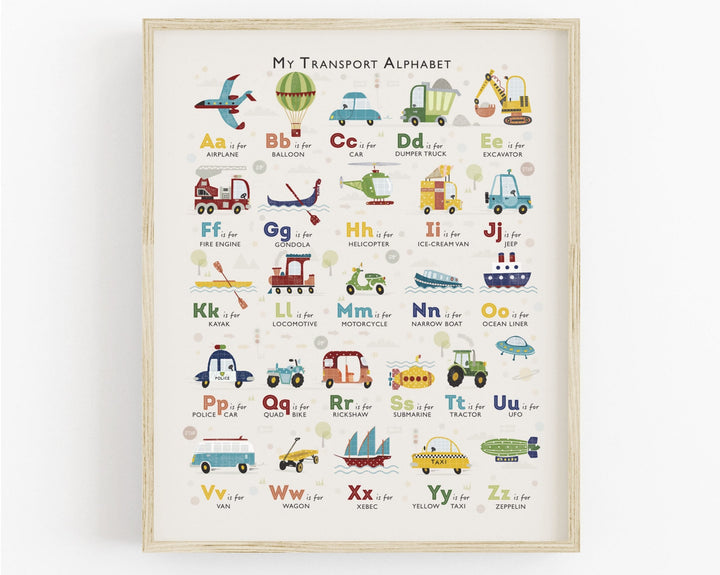 Transport & Vehicle Alphabet Print - PaperPaintPixels