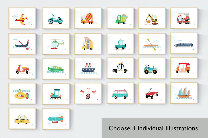 Transport Wall Art Set - PaperPaintPixels