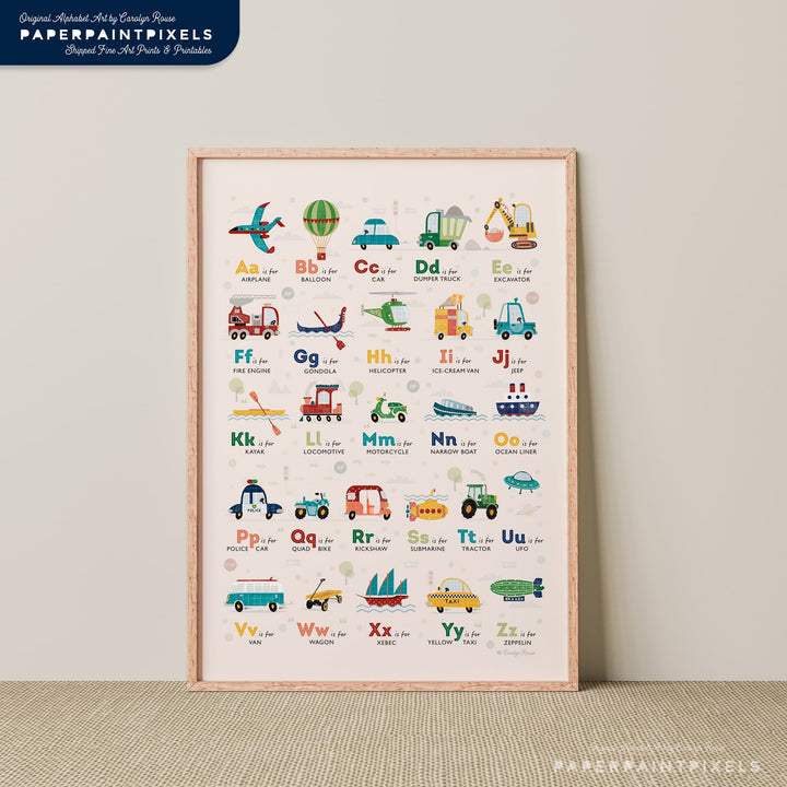 Vehicle Alphabet Poster - Printable Wall Art