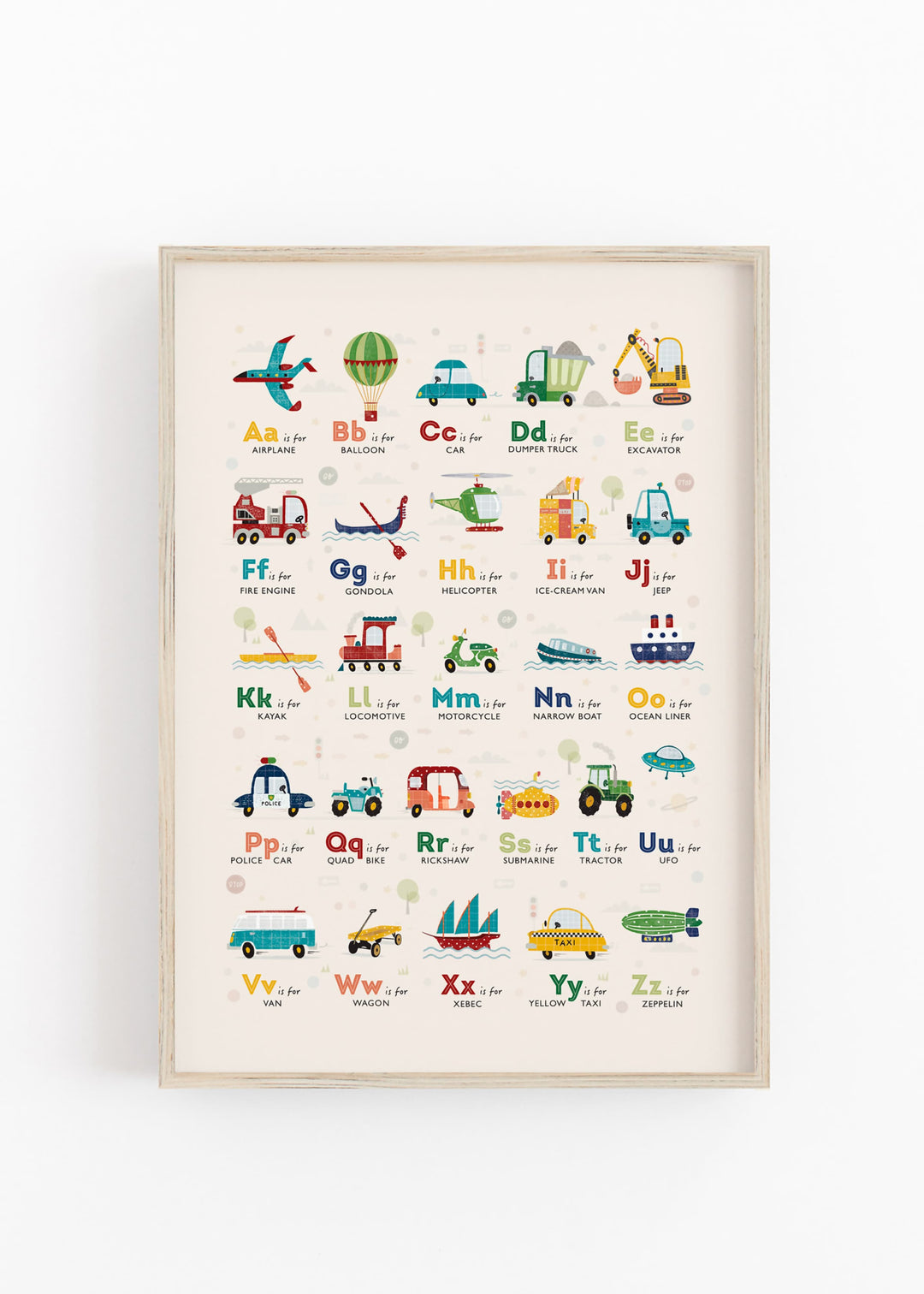 Vehicle Alphabet Poster - Printable Wall Art