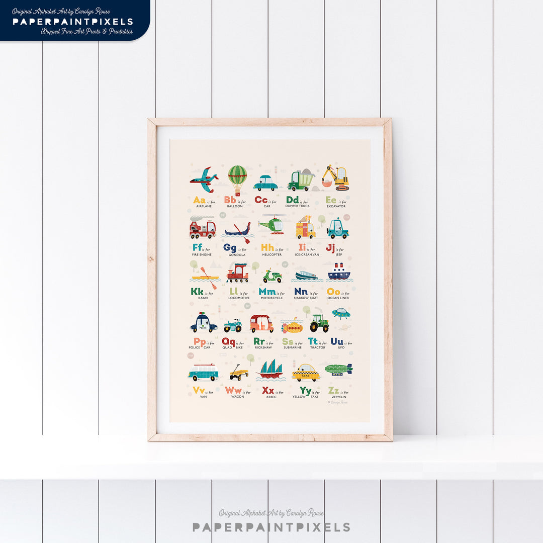 Vehicle Alphabet Poster - Printable Wall Art
