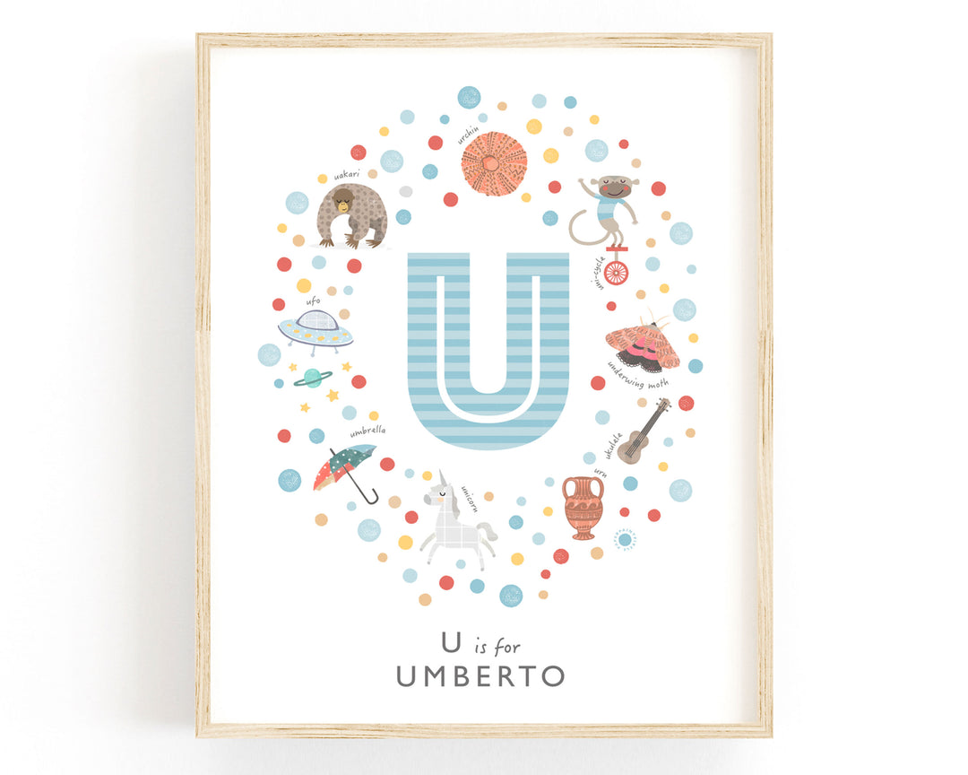 Boys Initial Letter U Print - PaperPaintPixels