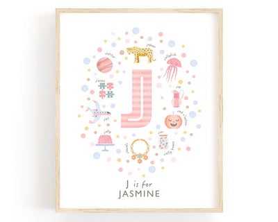 Girls Initial Letter J Print - PaperPaintPixels