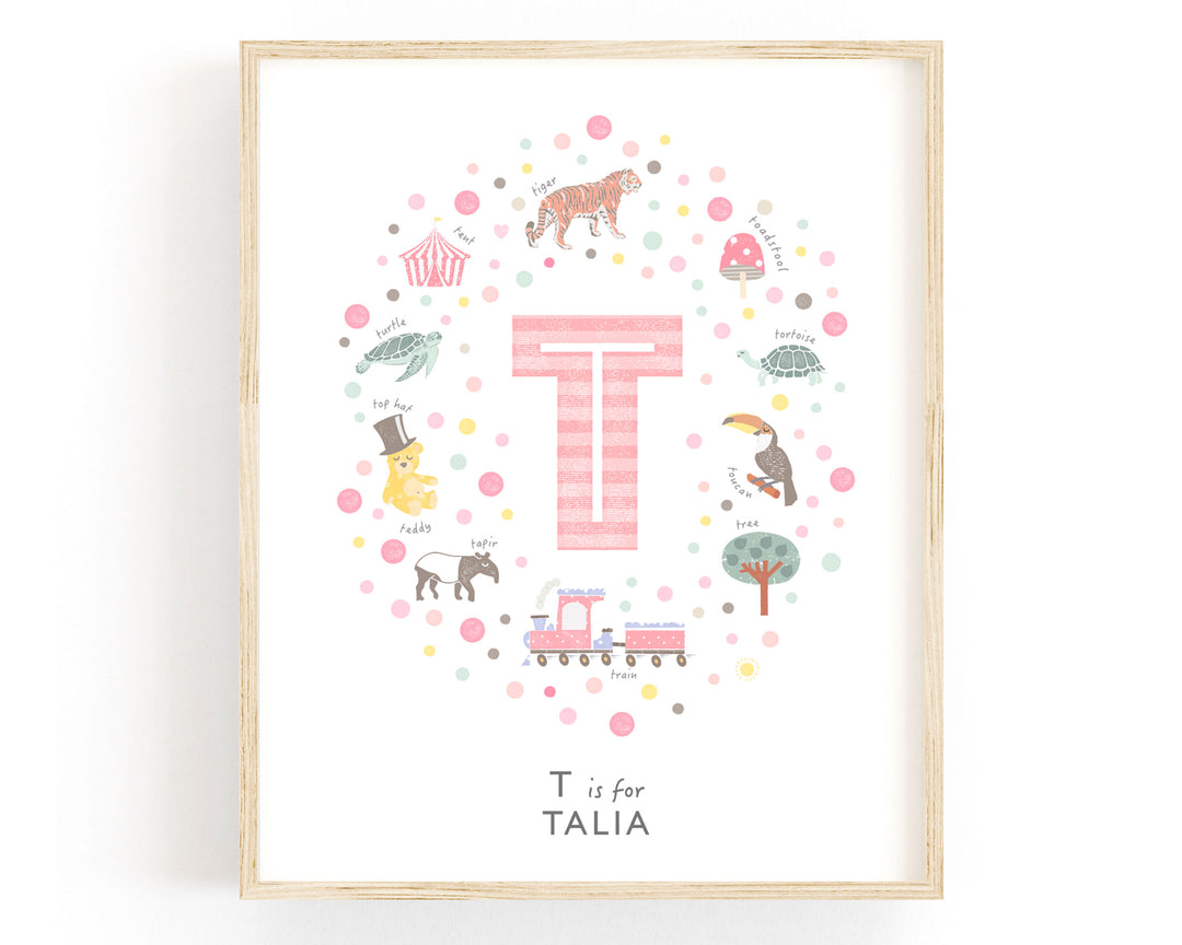 Girls Initial Letter T Print - PaperPaintPixels