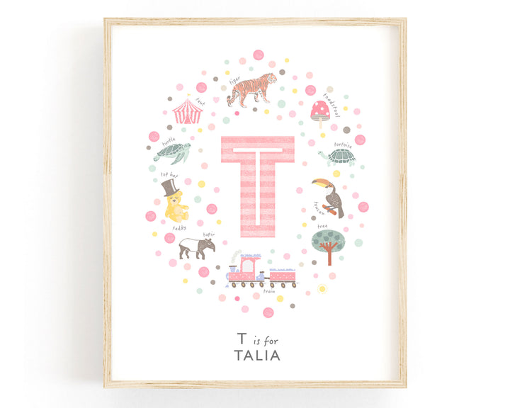 Girls Initial Letter T Print - PaperPaintPixels