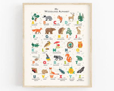 Woodland Alphabet Print- Badger - PaperPaintPixels