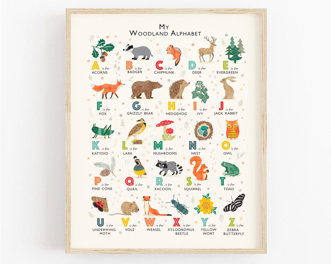 Woodland Alphabet Print - Badger - PaperPaintPixels