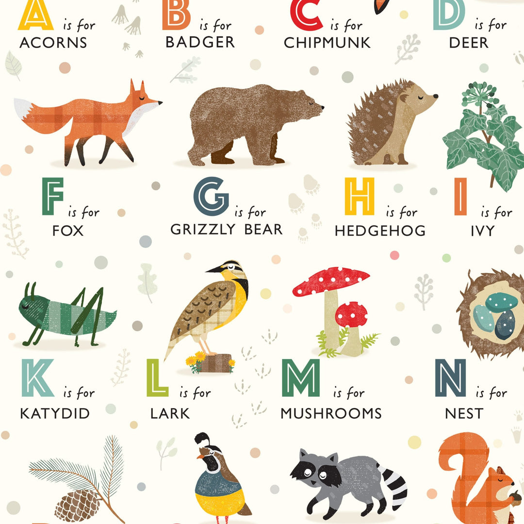Woodland Alphabet Print - Badger - PaperPaintPixels
