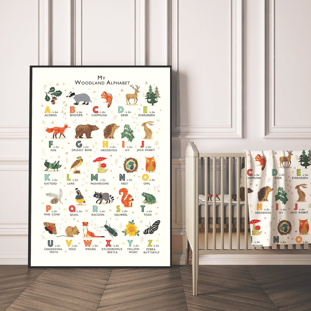Woodland Alphabet Print - Badger - PaperPaintPixels
