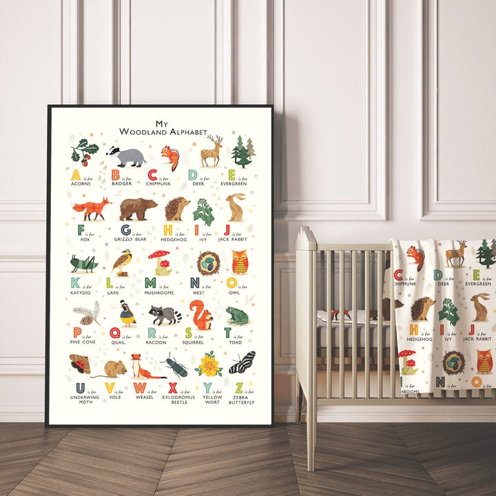 Woodland Alphabet Print - Badger - PaperPaintPixels