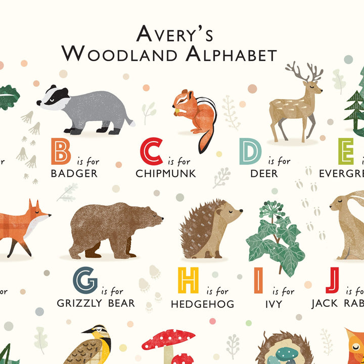 Woodland Alphabet Print - Badger - PaperPaintPixels